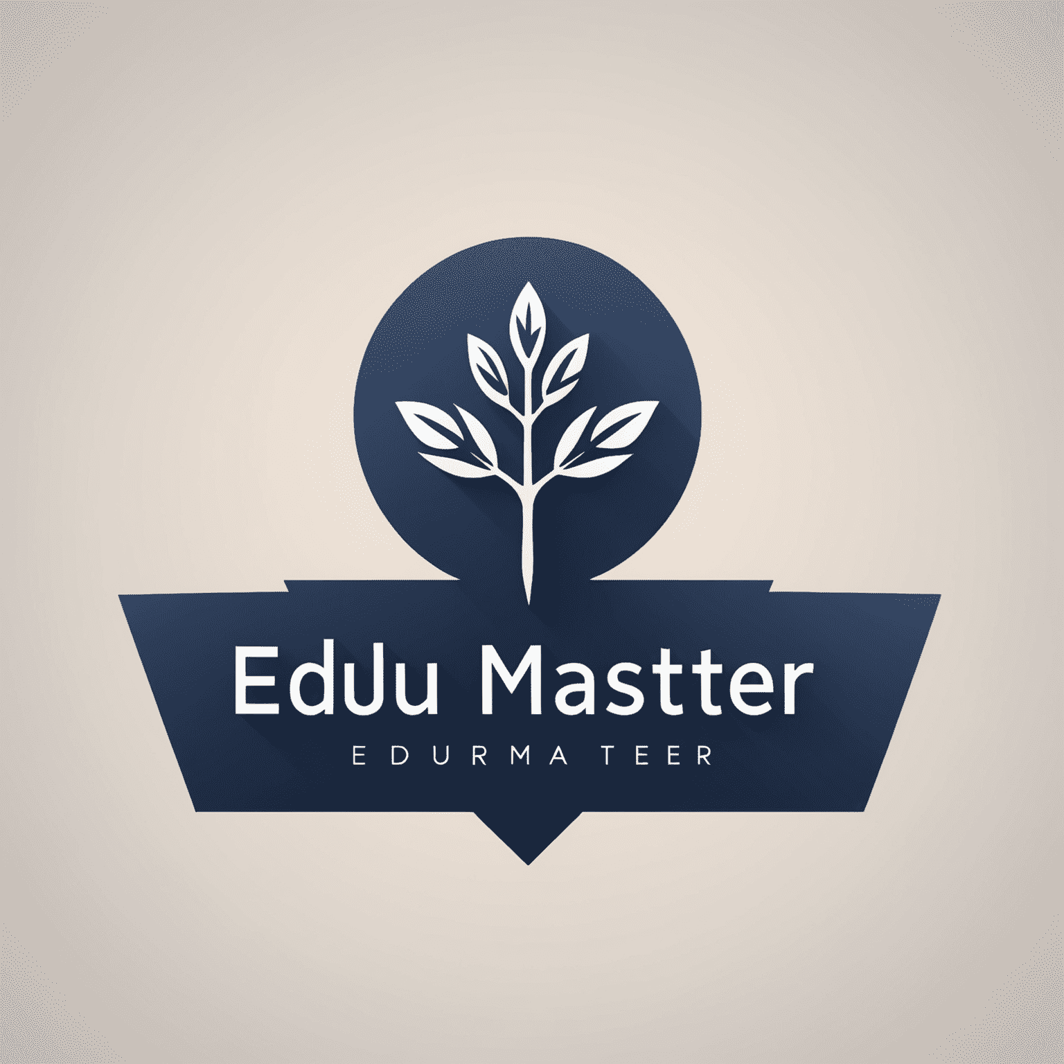 Logo edu-master przedstawiające minimalistyczny wordmark w głębokim granatowym kolorze z abstrakcyjnym symbolem wzrostu