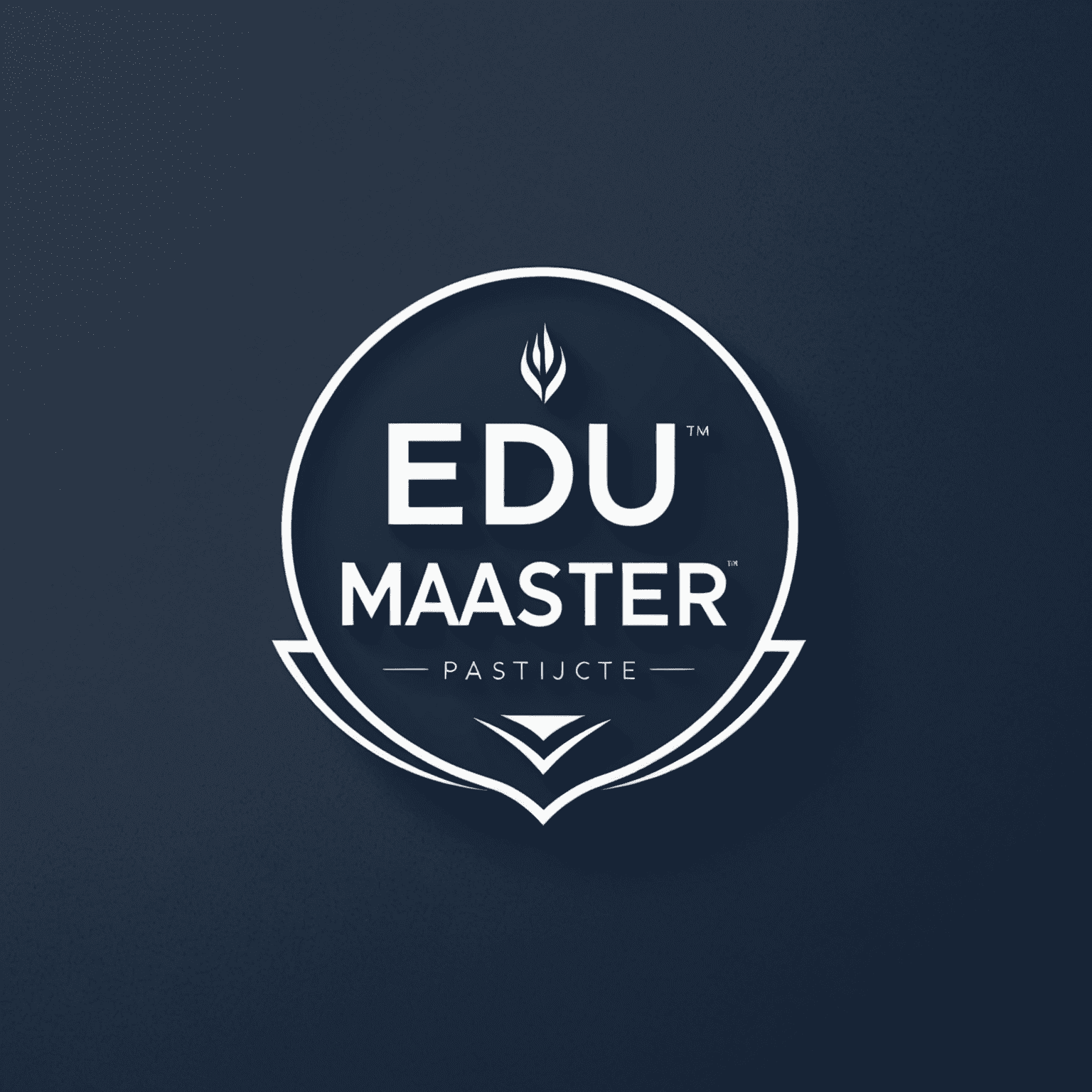 Logo edu-master przedstawiające minimalistyczny wordmark w głębokim granatowym kolorze z abstrakcyjnym symbolem wzrostu