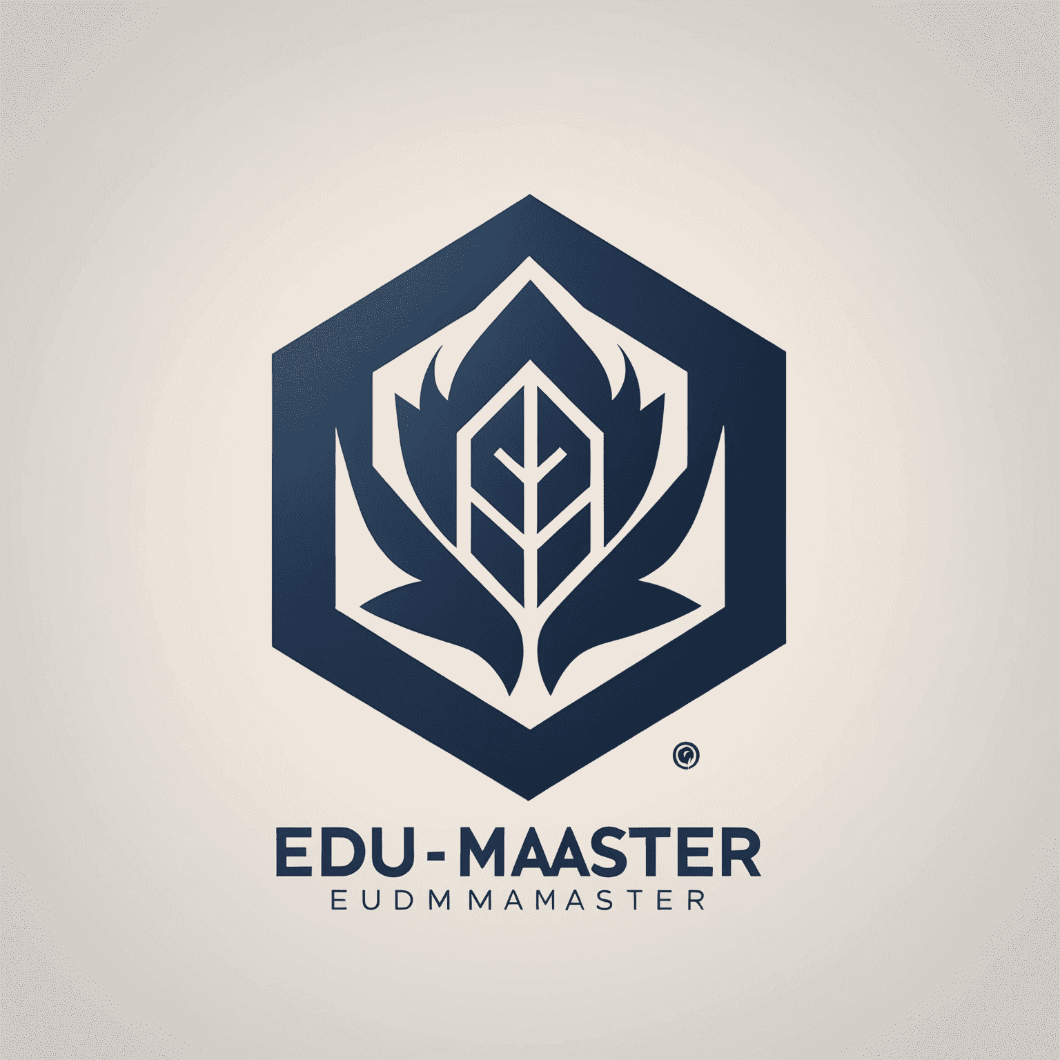 Logo edu-master przedstawiające minimalistyczny wordmark w głębokim granatowym kolorze z abstrakcyjnym symbolem wzrostu