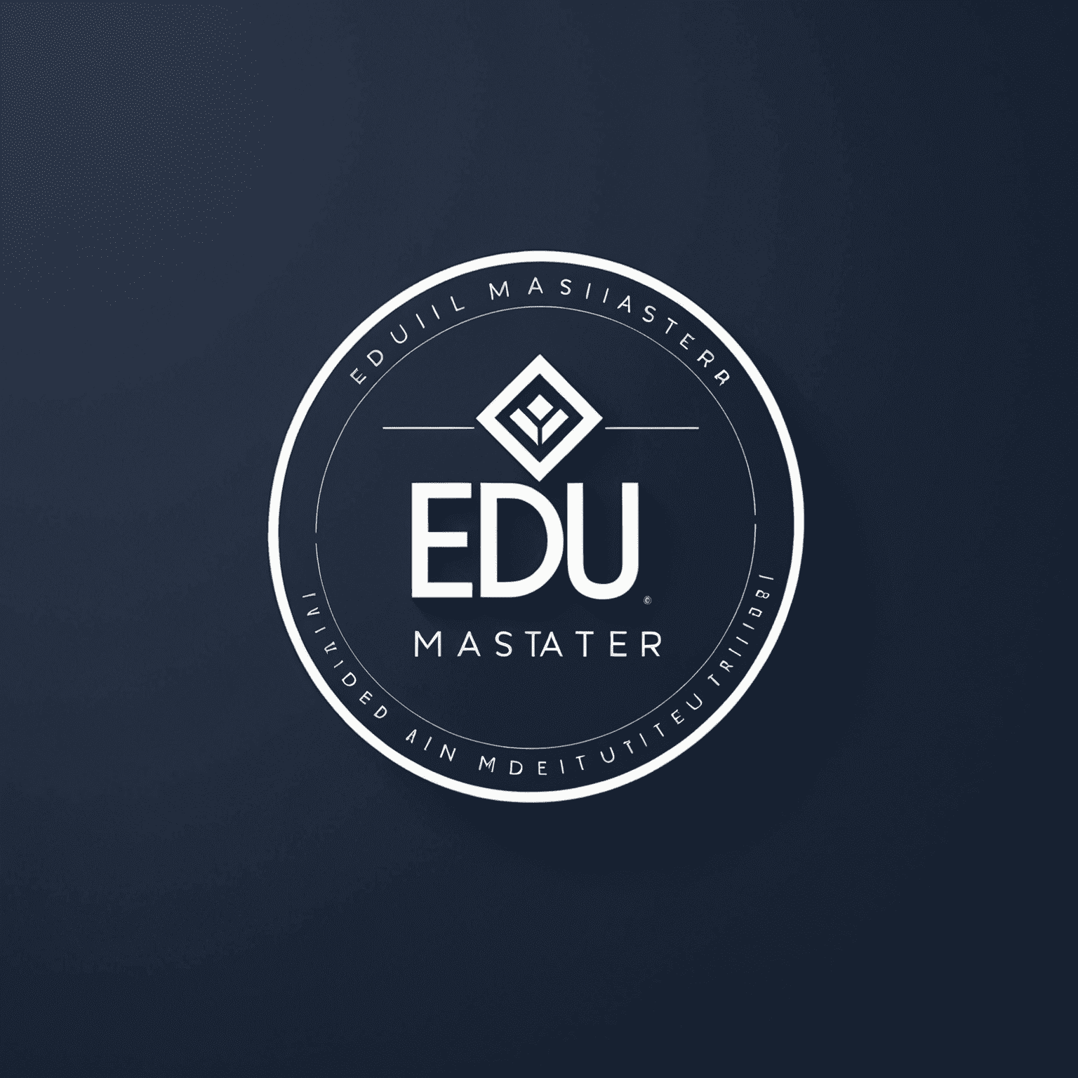 Logo edu-master przedstawiające minimalistyczny wordmark w głębokim granatowym kolorze z abstrakcyjnym symbolem wzrostu