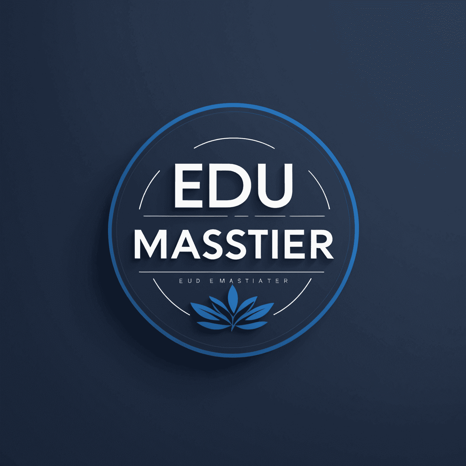 Logo edu-master przedstawiające minimalistyczny wordmark w głębokim granatowym kolorze z abstrakcyjnym symbolem wzrostu